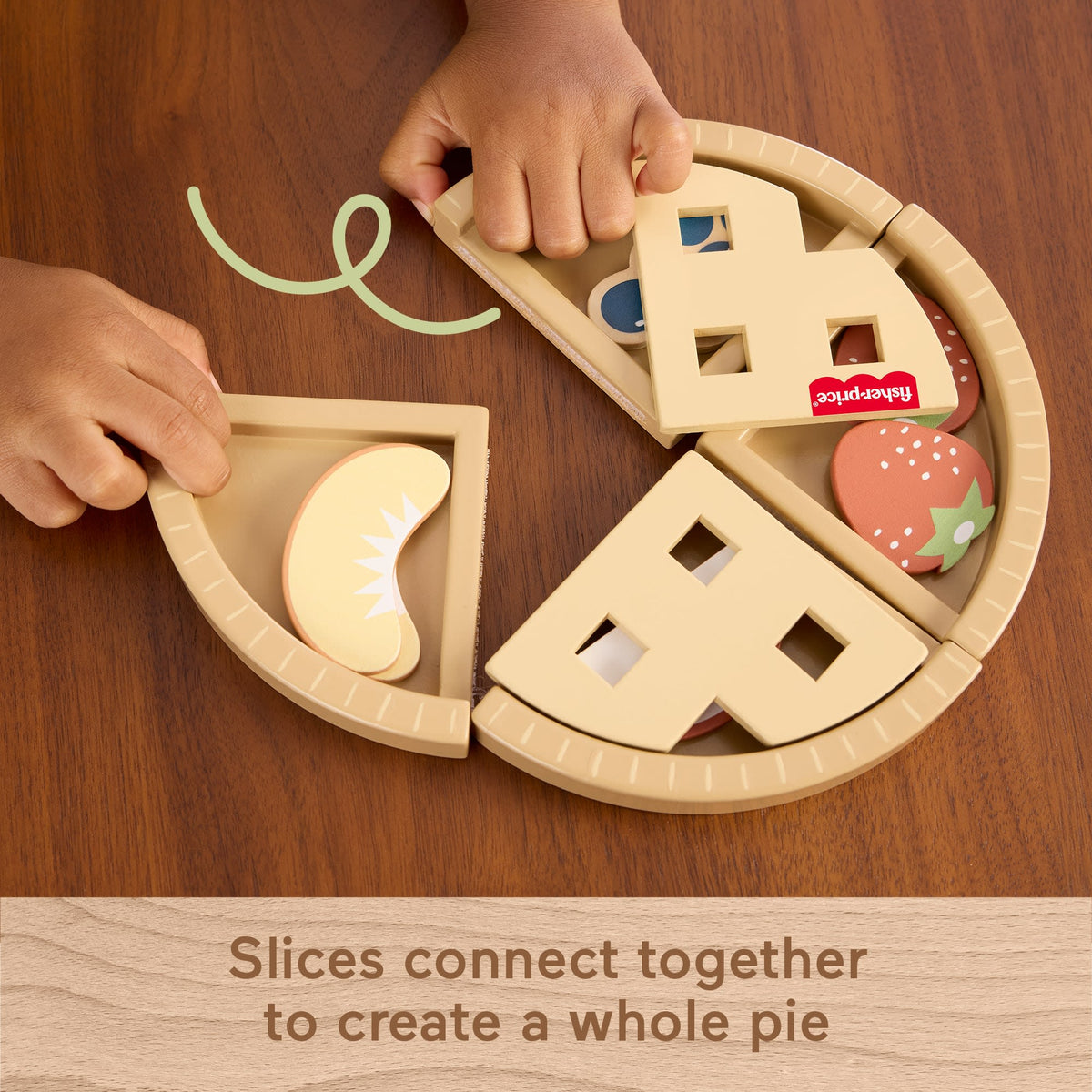 Fisher-Price Tiny Garden Wooden Fruit Pie, Pretend Food Puzzle Set For Kids, 16 Wood Pieces