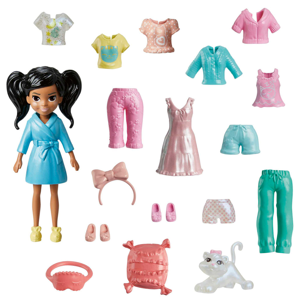 Polly Pocket Set de Juego Paquete de Modas Fiesta de Pijama Elemento Sorpresa
