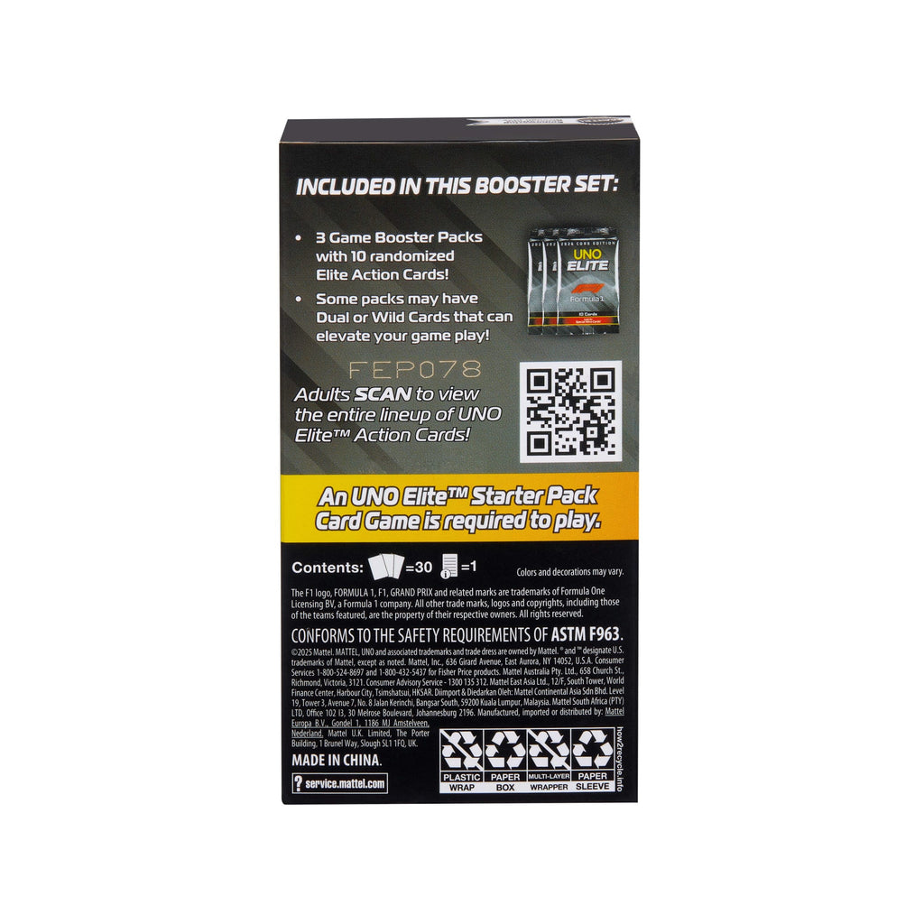 UNO Elite F1 Juego de Cartas Booster Set