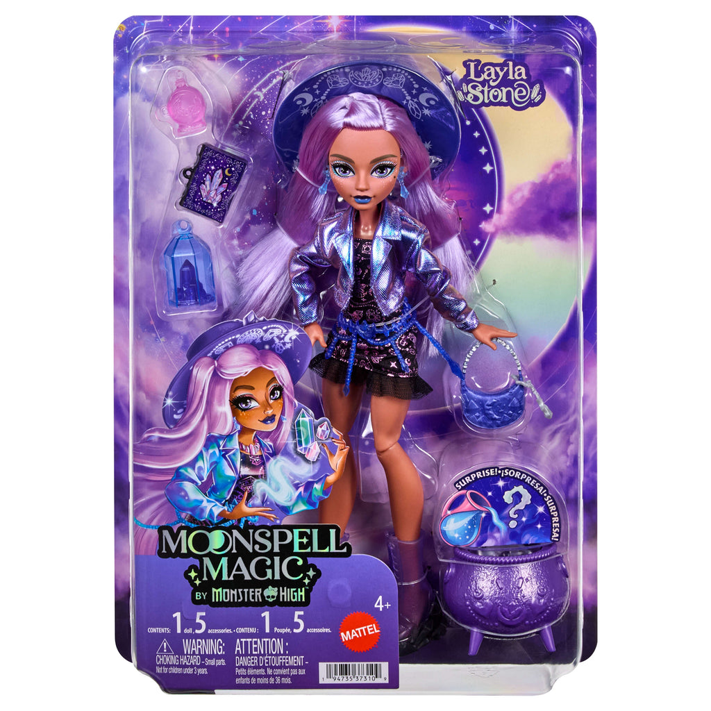 Moonspell Magic By Monster High Layla Stone Fashion Doll, Crystal Witch With Accessories