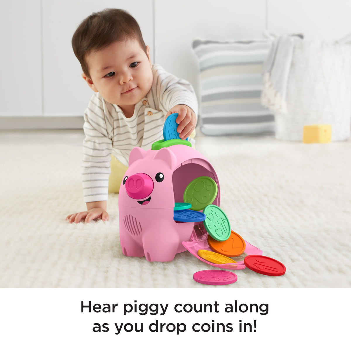 Fisher-Price Laugh & Learn Count & Rumble Piggy Bank Baby & Toddler Toy With Music & Motion