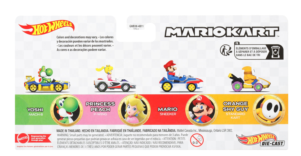 Hot Wheels Mario Kart Veículo de Brinquedo Pacote surpresa com 4 carros