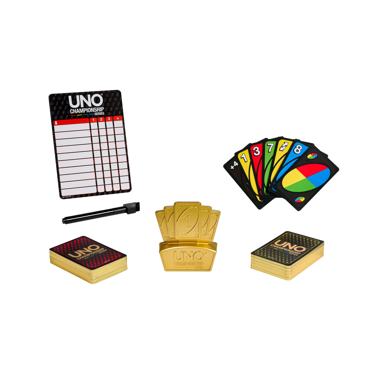 UNO Juego de Cartas Championship Series kit de torneo con todo lo necesario para competir