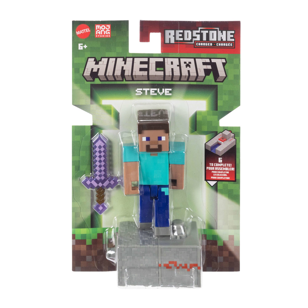 Minecraft Steve Action Figure & Accessory Set, 3.25-Inch Scale Collectible Toy With Building Piece