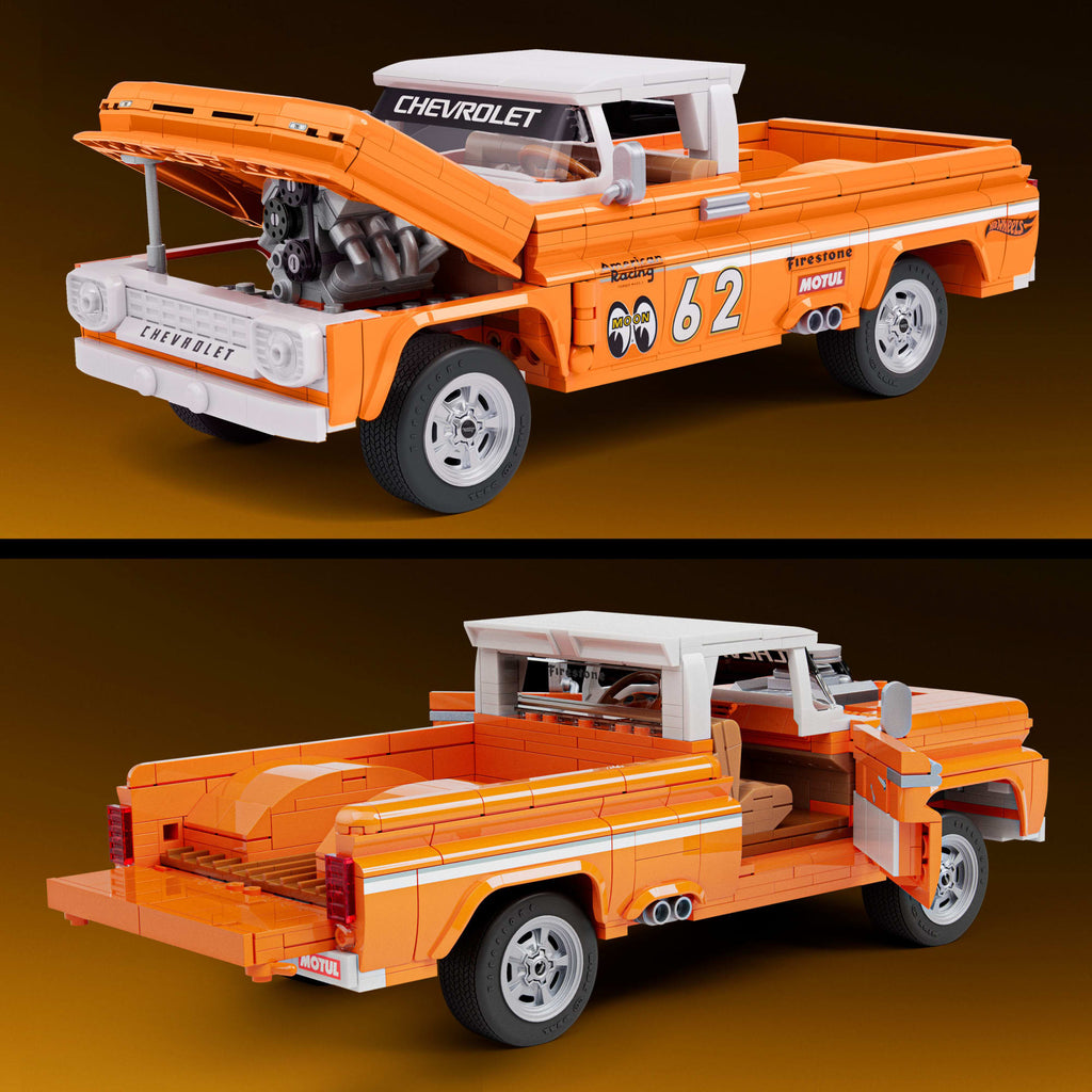 Mattel Brick Shop Hot Wheels Jogo de Construção Elite Carrinha Chevy de 1962 Personalizada