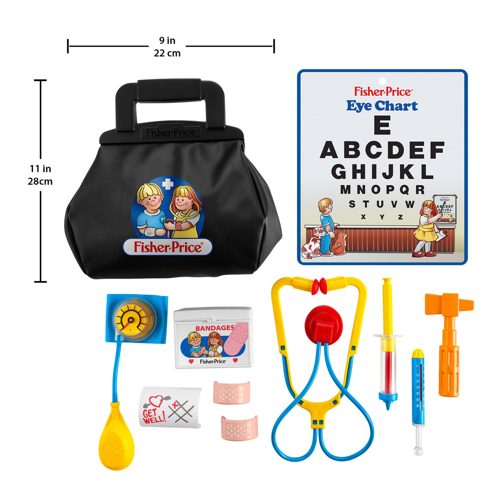 Fisher-Price 1988 Medical Kit, 11-Piece Doctor Bag Pretend Play Set For Preschool Kids