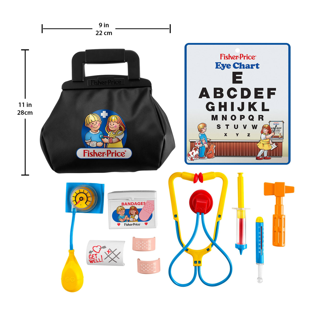 Fisher-Price 1988 Medical Kit, 11-Piece Doctor Bag Pretend Play Set For Preschool Kids