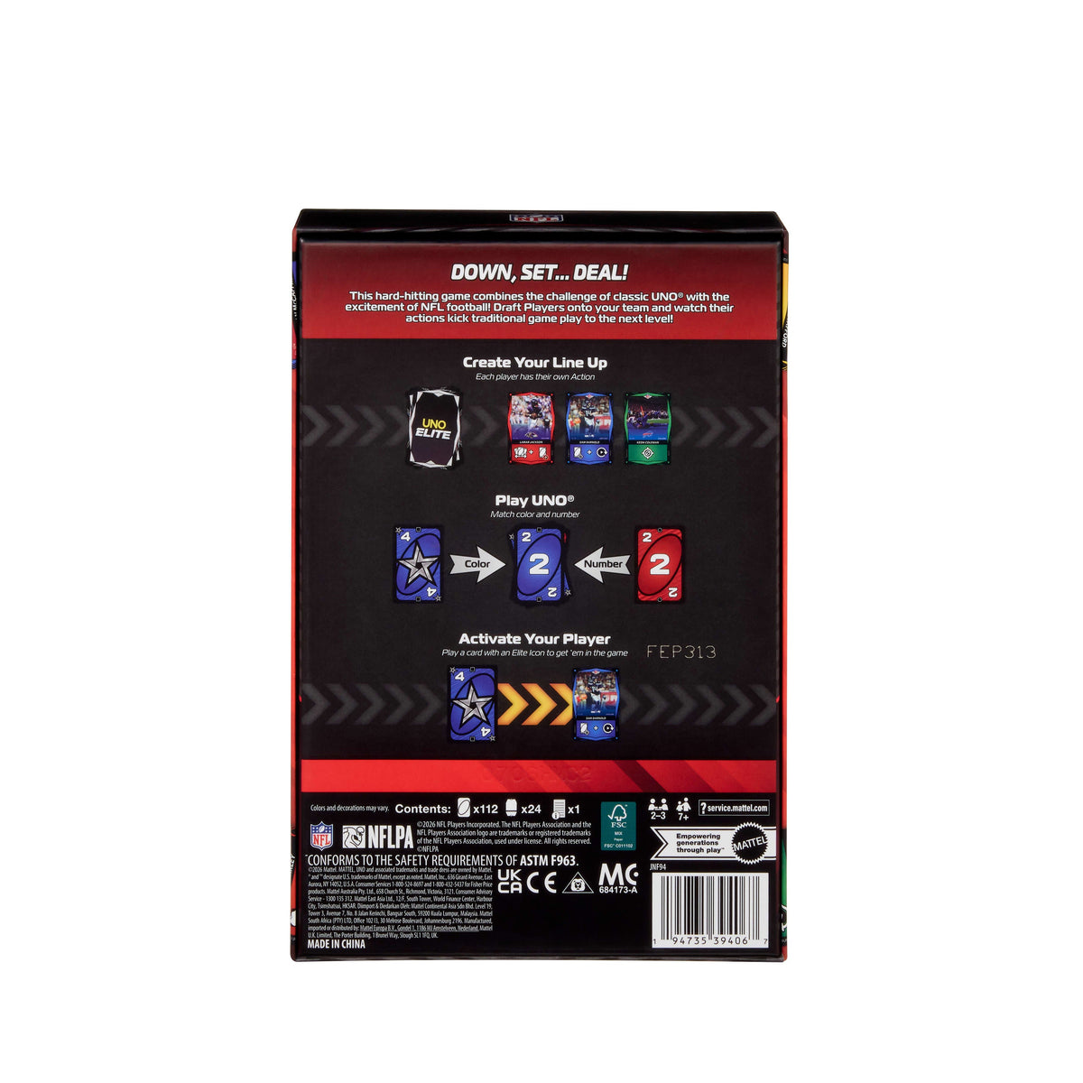 UNO Elite NFL 2026 Core Edition Starter Pack Card Game For Kids, Fans, Adults & Family Night