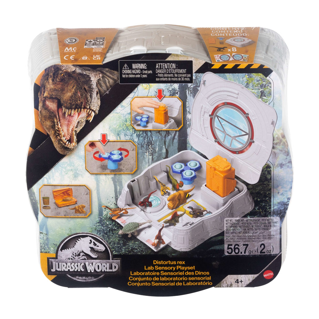 Jurassic World Distortus Rex Lab Sensory Playset With 8 Mini Figures, Fidget Features in Case