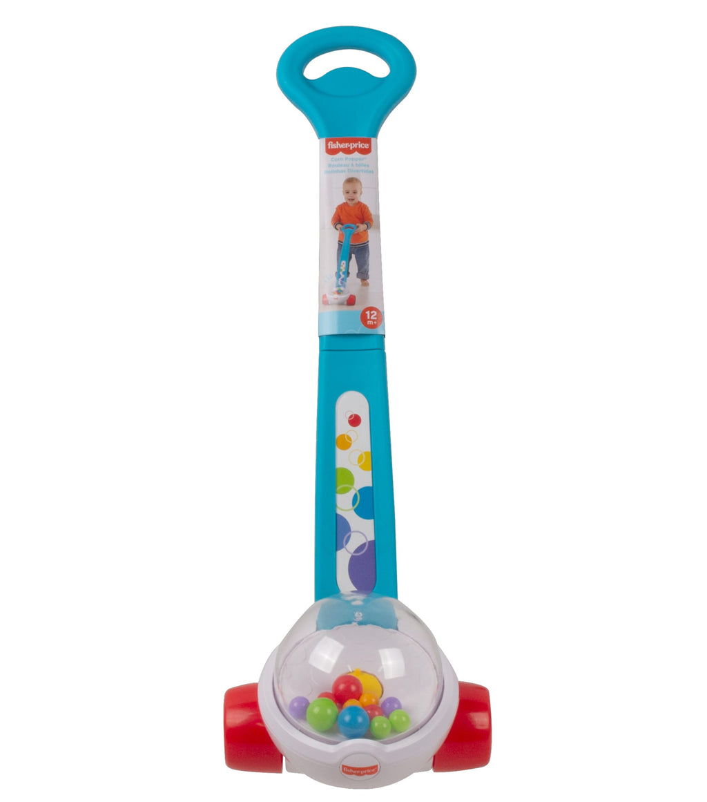 Fisher-Price Corn Popper Baby And Toddler Toy, Push Toy For 1 Year Old And Up, 2 Pieces, Blue