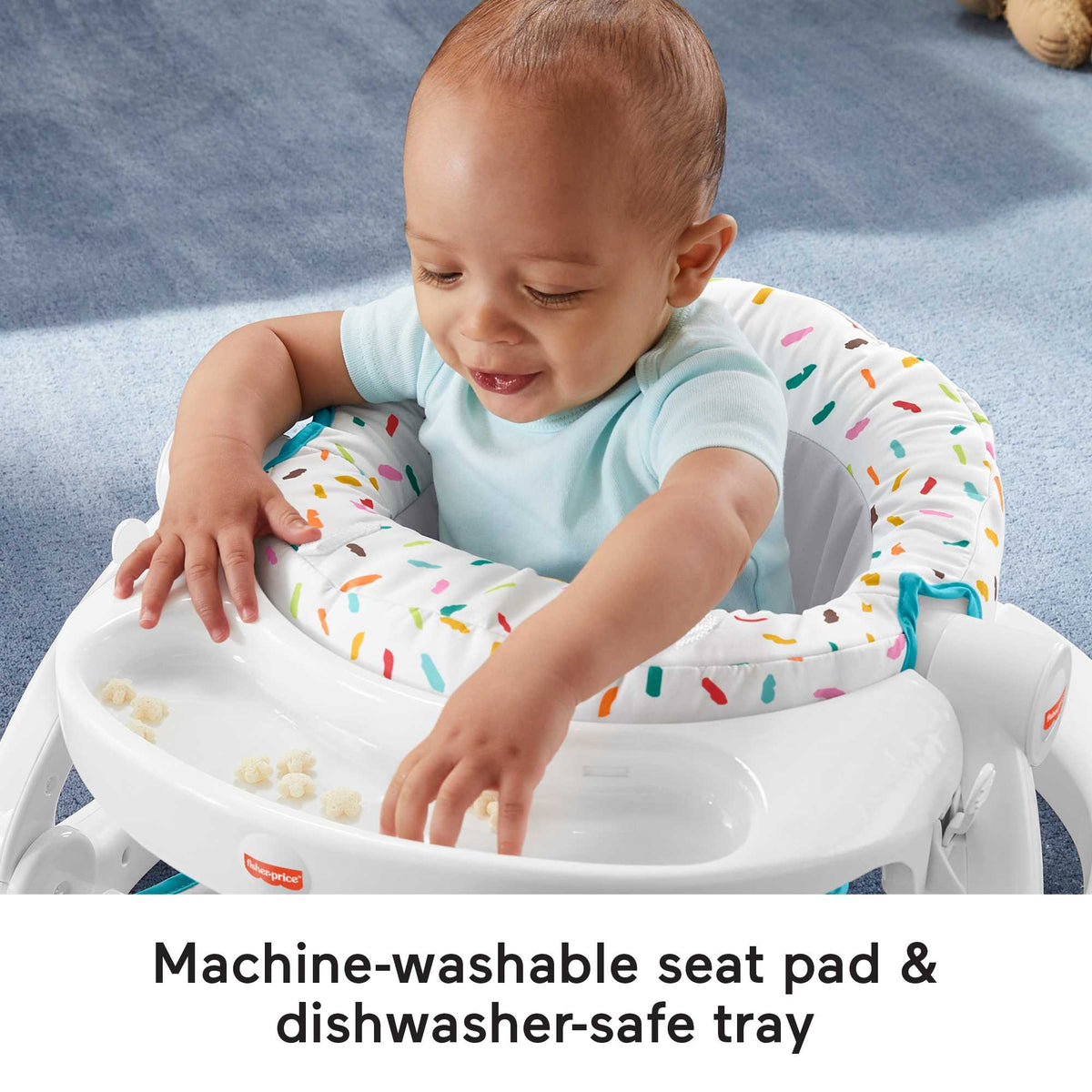 Fisher-Price Deluxe Sit-Me-Up Floor Seat Portable Baby Chair With Toy Bar, Rainbow Sprinkles