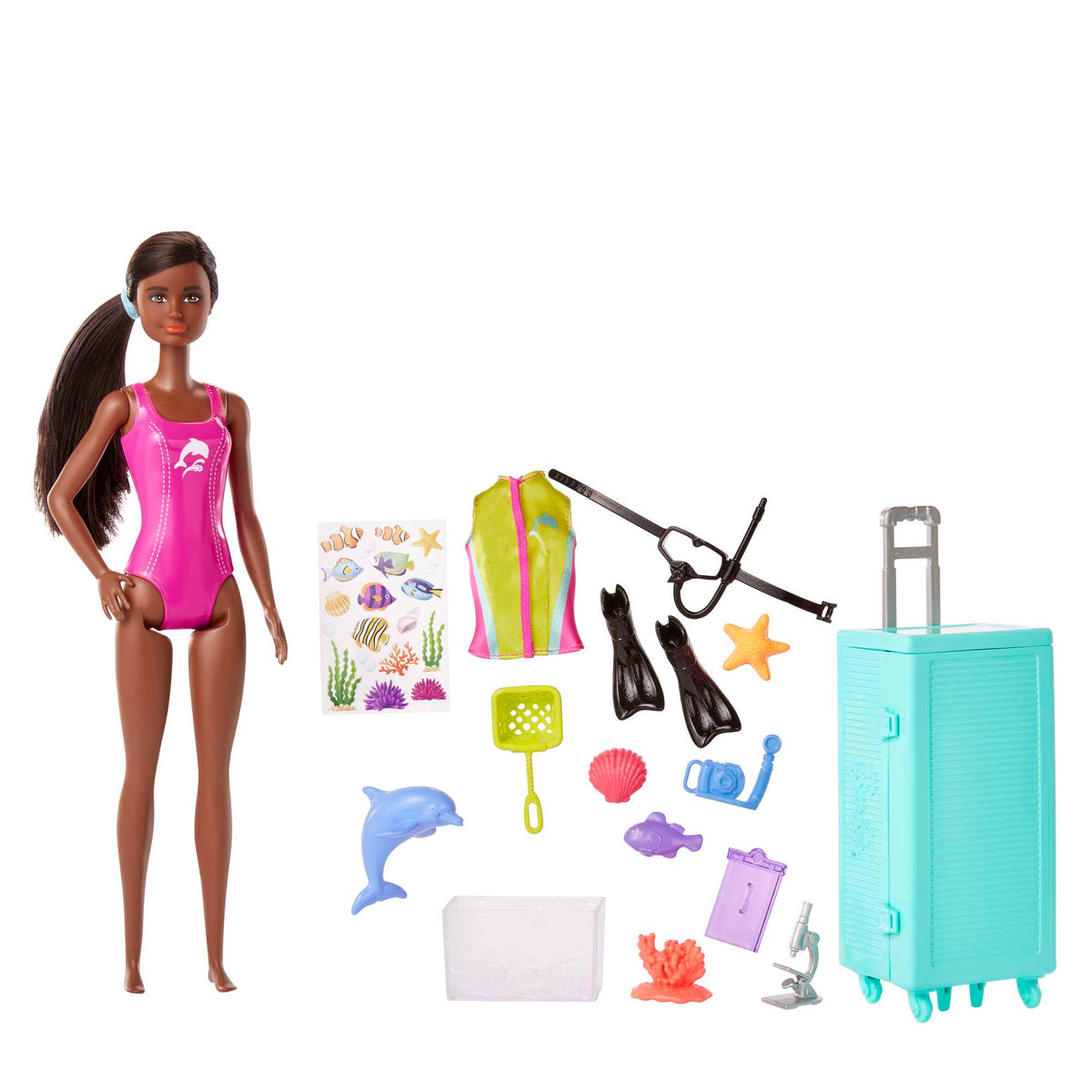 Barbie Dolls & Accessories, Marine Biologist Doll (Brunette) & Mobile Lab Playset