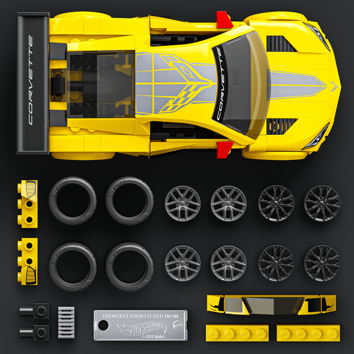 Hot Wheels-Coffret de Construction Corvette C8.R de 2020