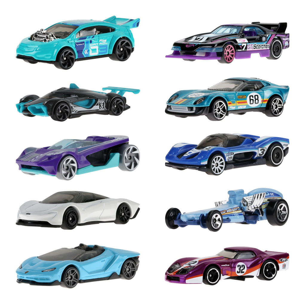 Hot Wheels-Coffret de 10 Voitures de Course