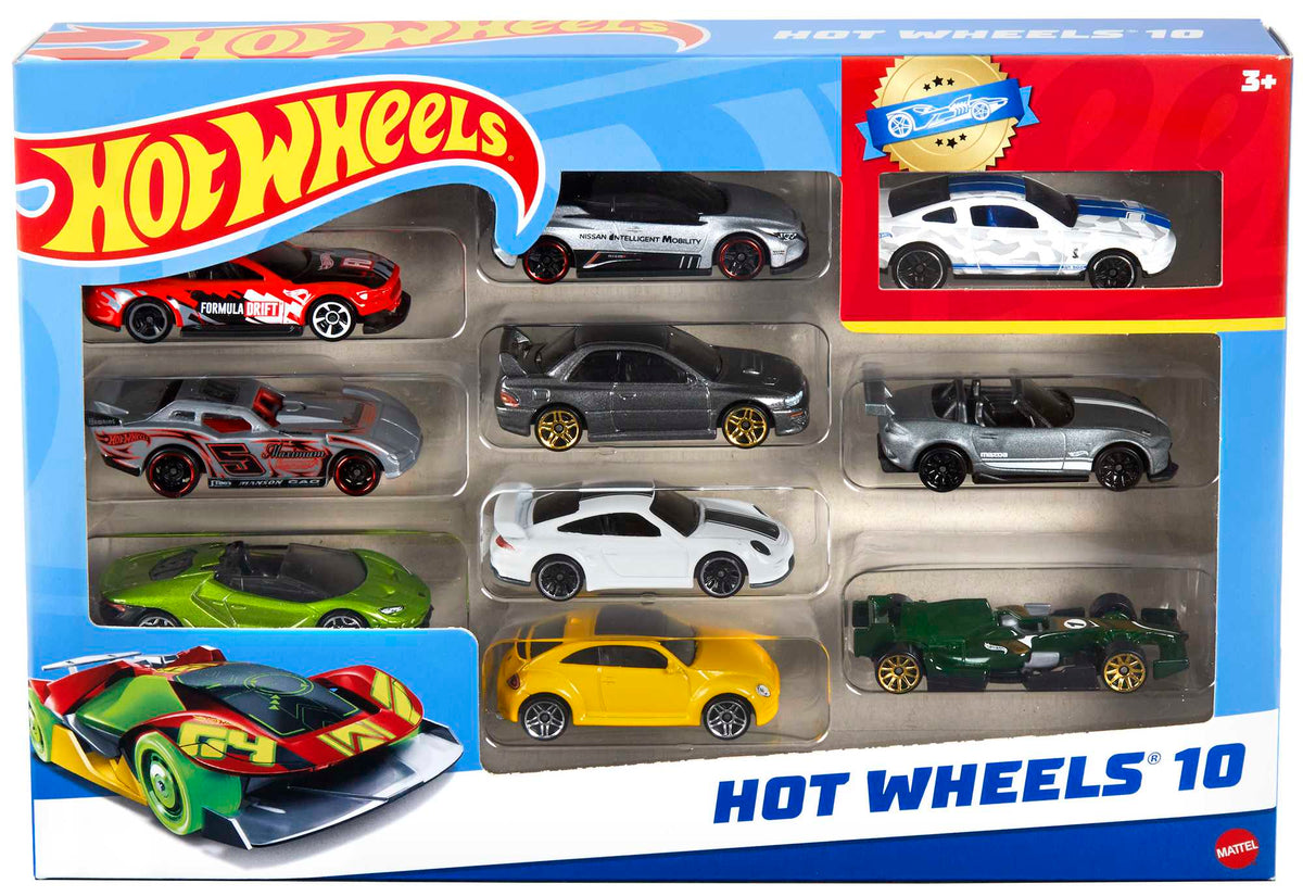 Hot Wheels Set Of 10 1:64 Scale Toy Trucks And Cars For Kids & Collectors