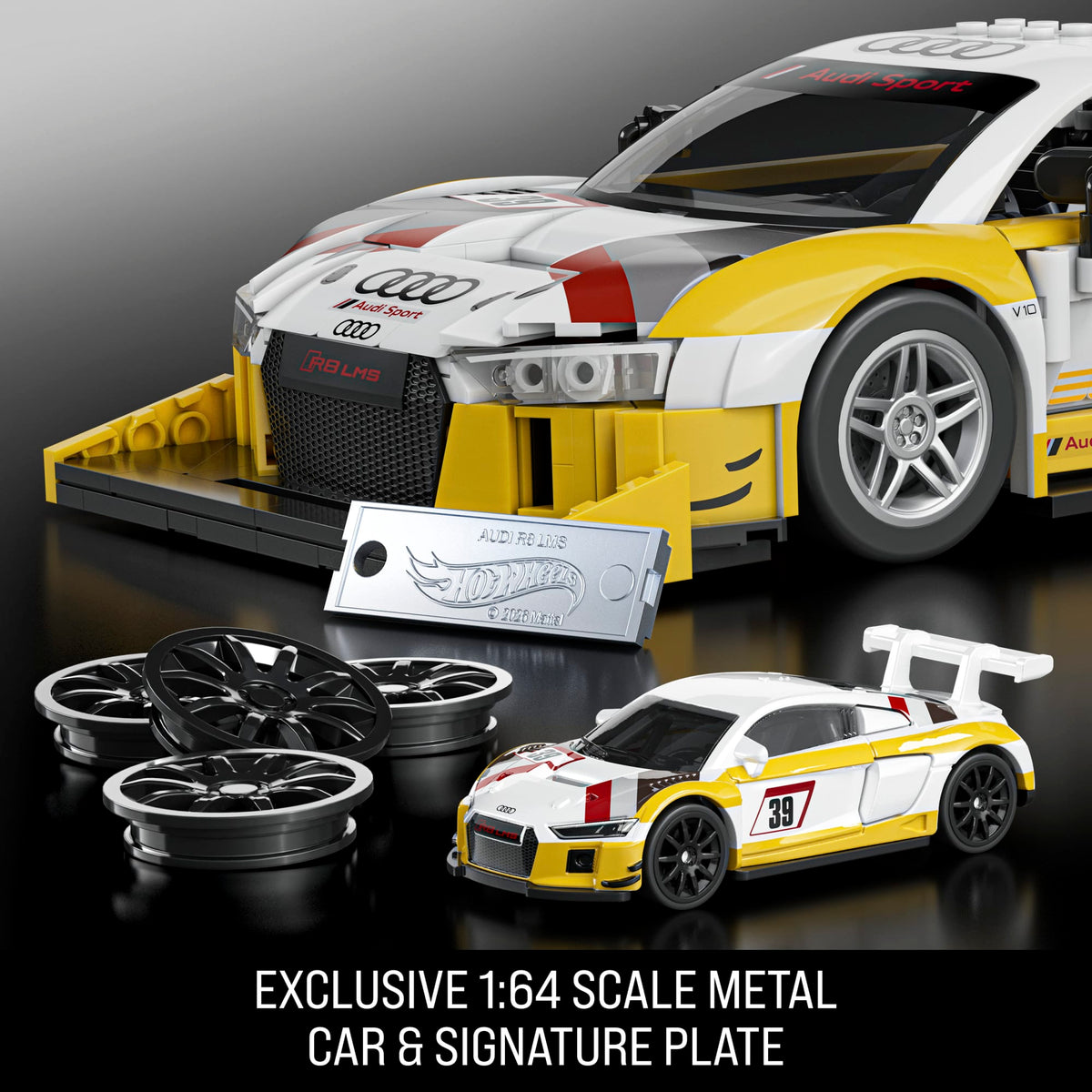 Mattel Brick Shop Hot Wheels ‘15 Audi R8 Lms Building Toy Kit (820 Pieces), For Collectors