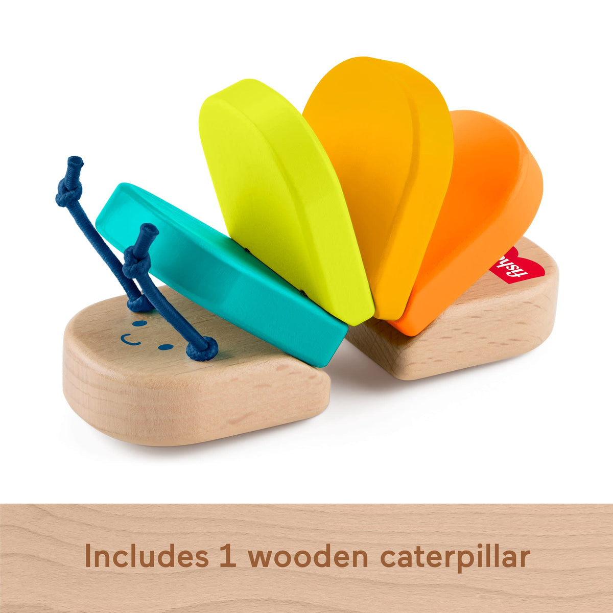Fisher-Price Wooden Clacker Caterpillar Developmental Activity Rattle Toy For Baby, 1 Wood Piece