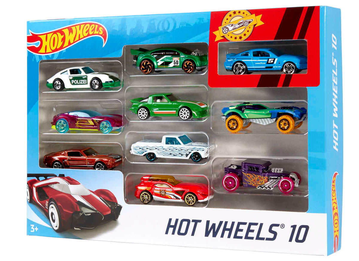 Hot Wheels Set Of 10 1:64 Scale Toy Trucks And Cars For Kids & Collectors