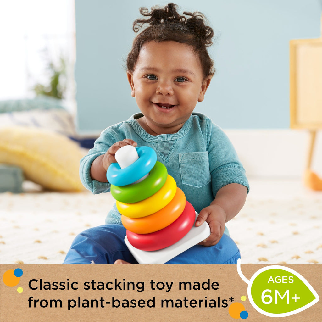 Fisher-Price Rock-A-Stack Ring Stacking Toy For infants, Made With Plant-Based Materials