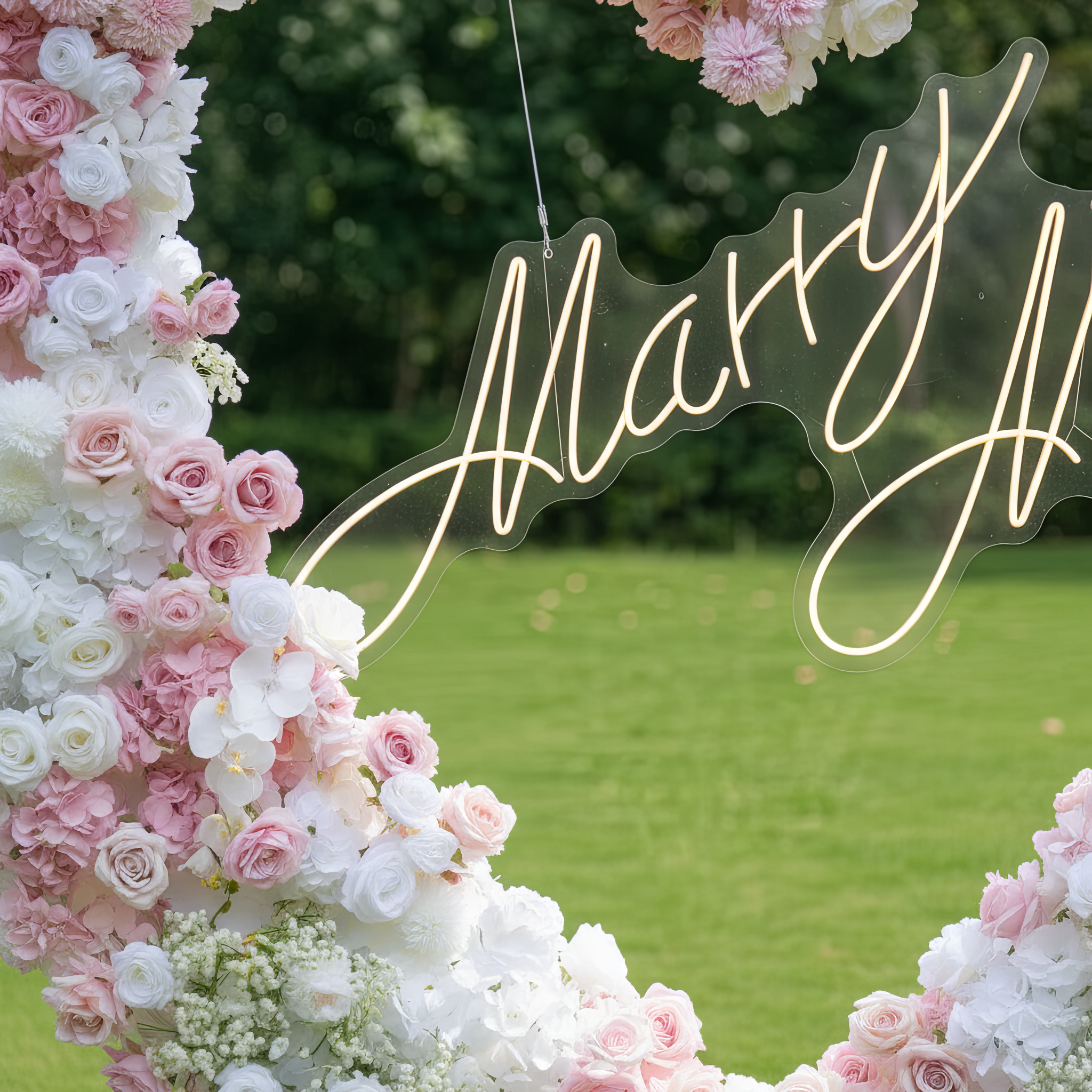 Valar Flowers Heart-Shaped Pink & White Floral Arch: Romantic Proposal & Wedding Backdrop-VA-366