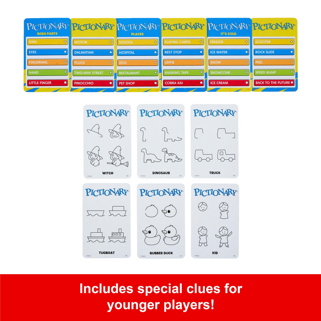 Pictionary Family Board Game For Kids, Adults And Game Night With Erasable Boards And Markers