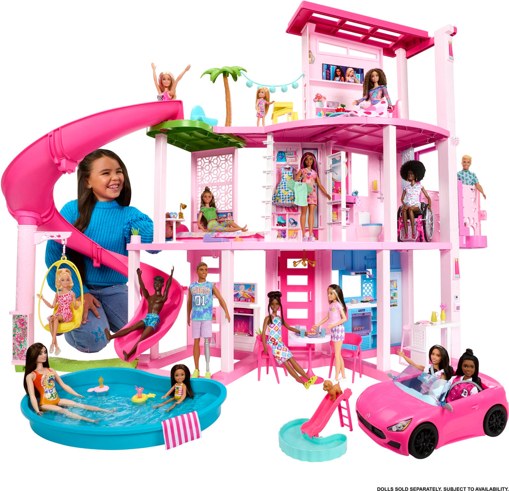 Barbie Dreamhouse, 75+ Pieces, Pool Party Doll House With 3 Story Slide