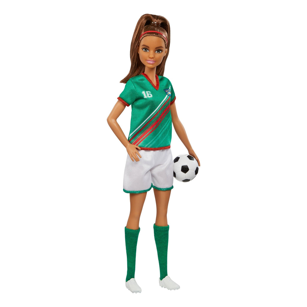 Barbie Profissões Boneca Jogadora de Futebol Camisa Verde