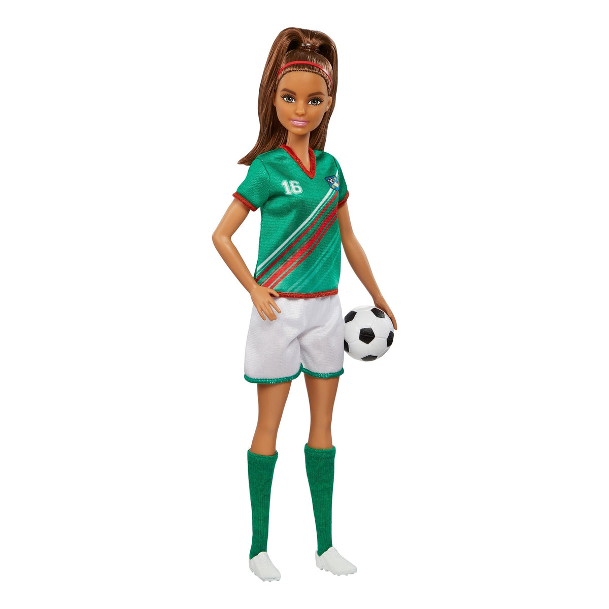 Barbie Profesiones Muñeca Jugadora de Fútbol Playera Verde