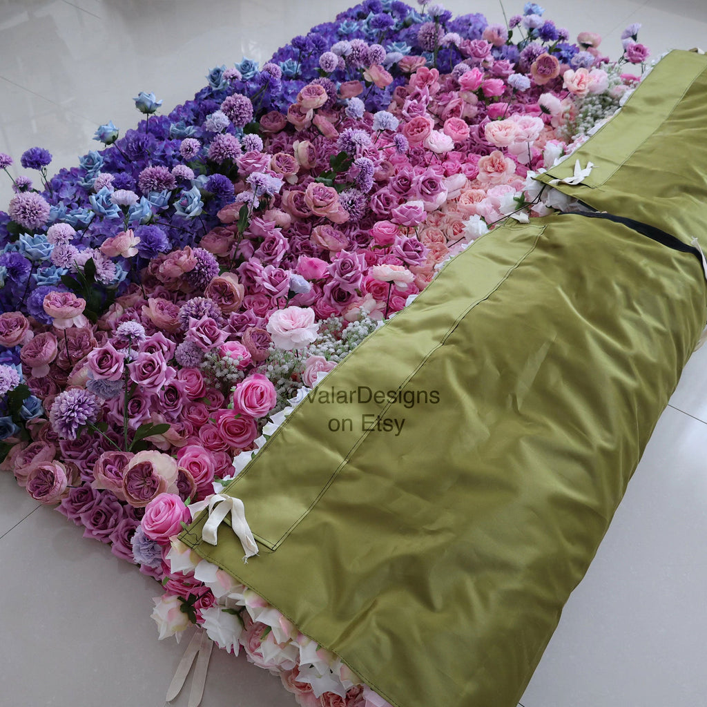 ValarFlowers Green White Pink Artificial Flower Wall Backdrop for Wedding & Event Decor VF-340
