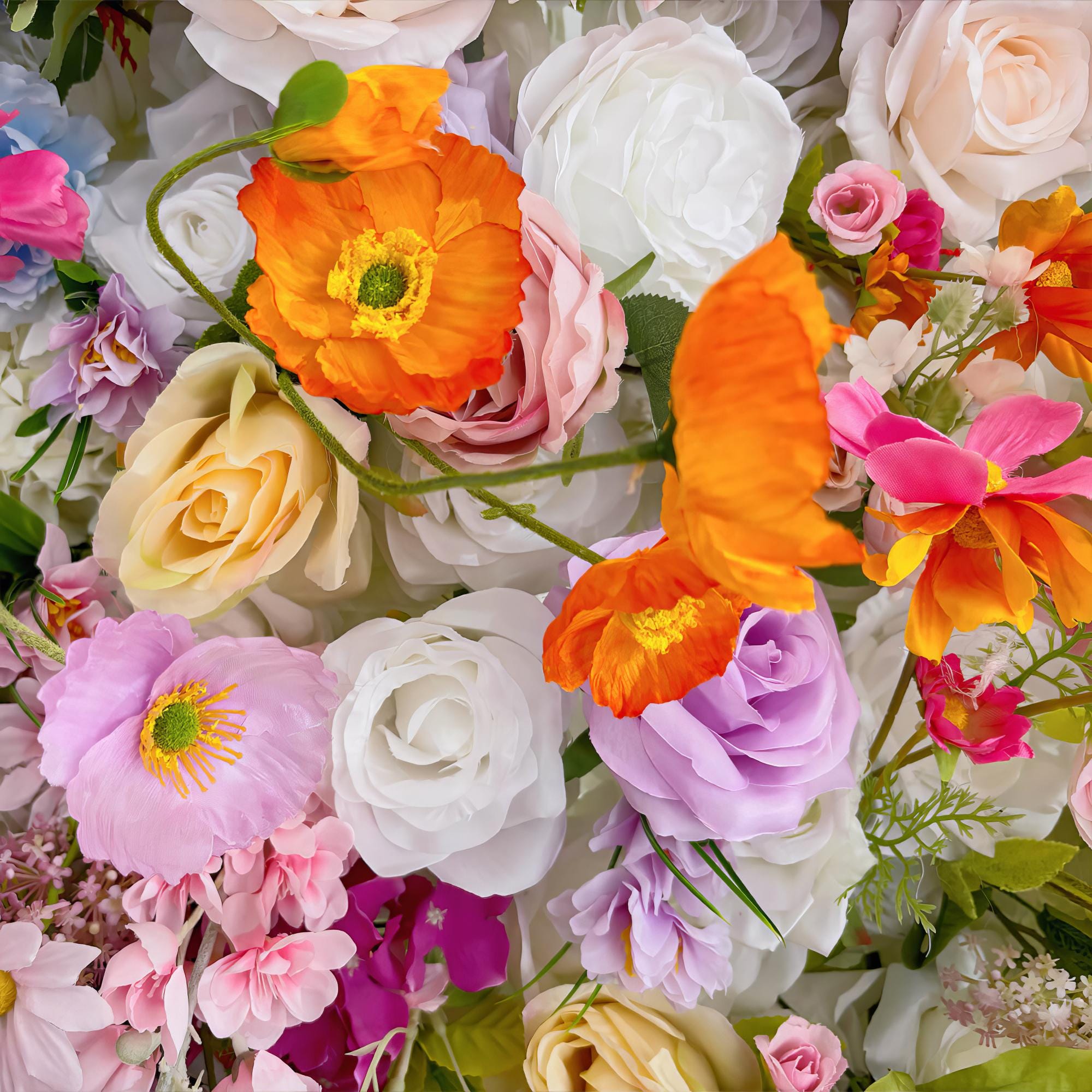 Vibrant Multicolor Artificial Flower Backdrop: Lush Mixed Blooms for Weddings & Events - Ideal for Every Celebration -VF-811-3