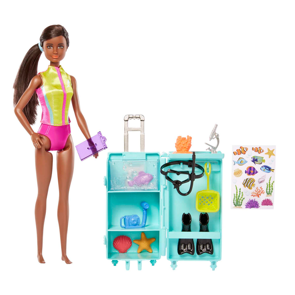 Barbie Dolls & Accessories, Marine Biologist Doll (Brunette) & Mobile Lab Playset