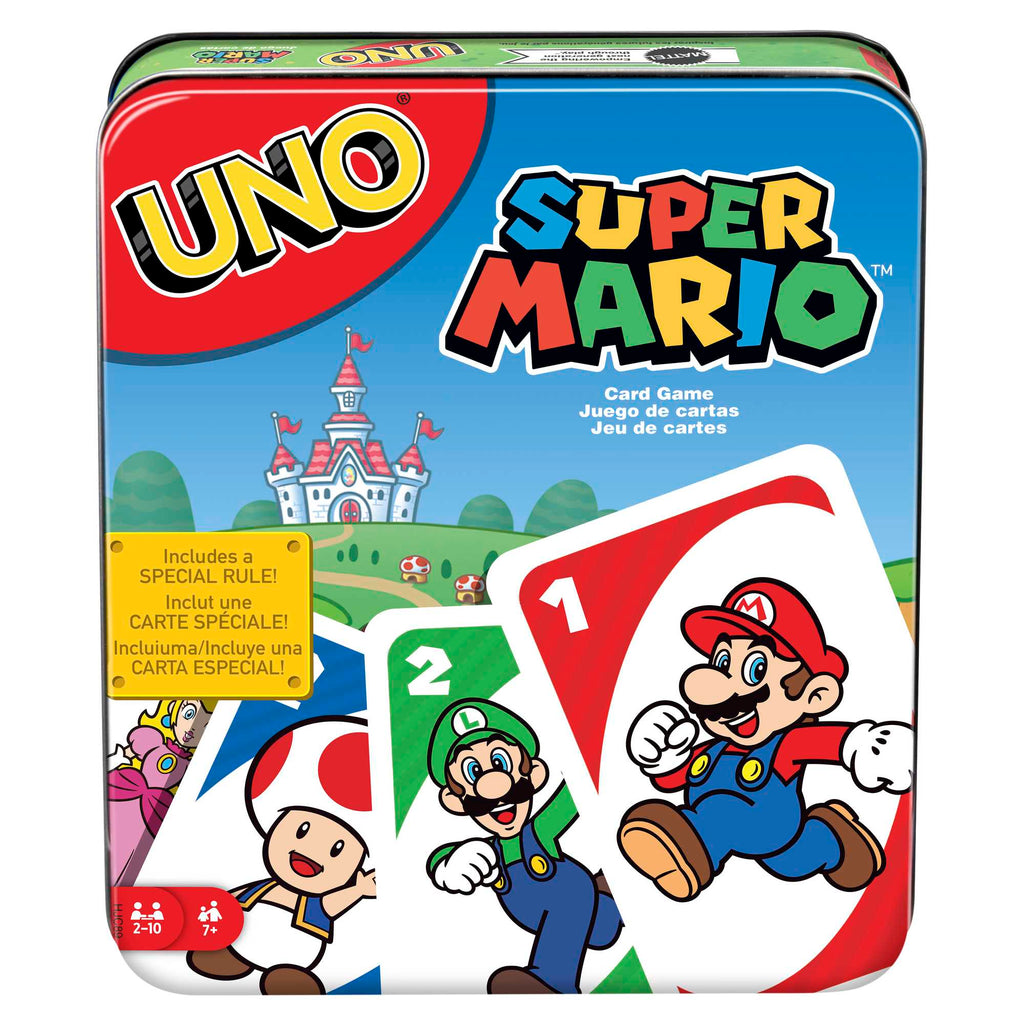 UNO Super Mario Card Game, Video Game Themed Travel Game in Collectible Storage Tin