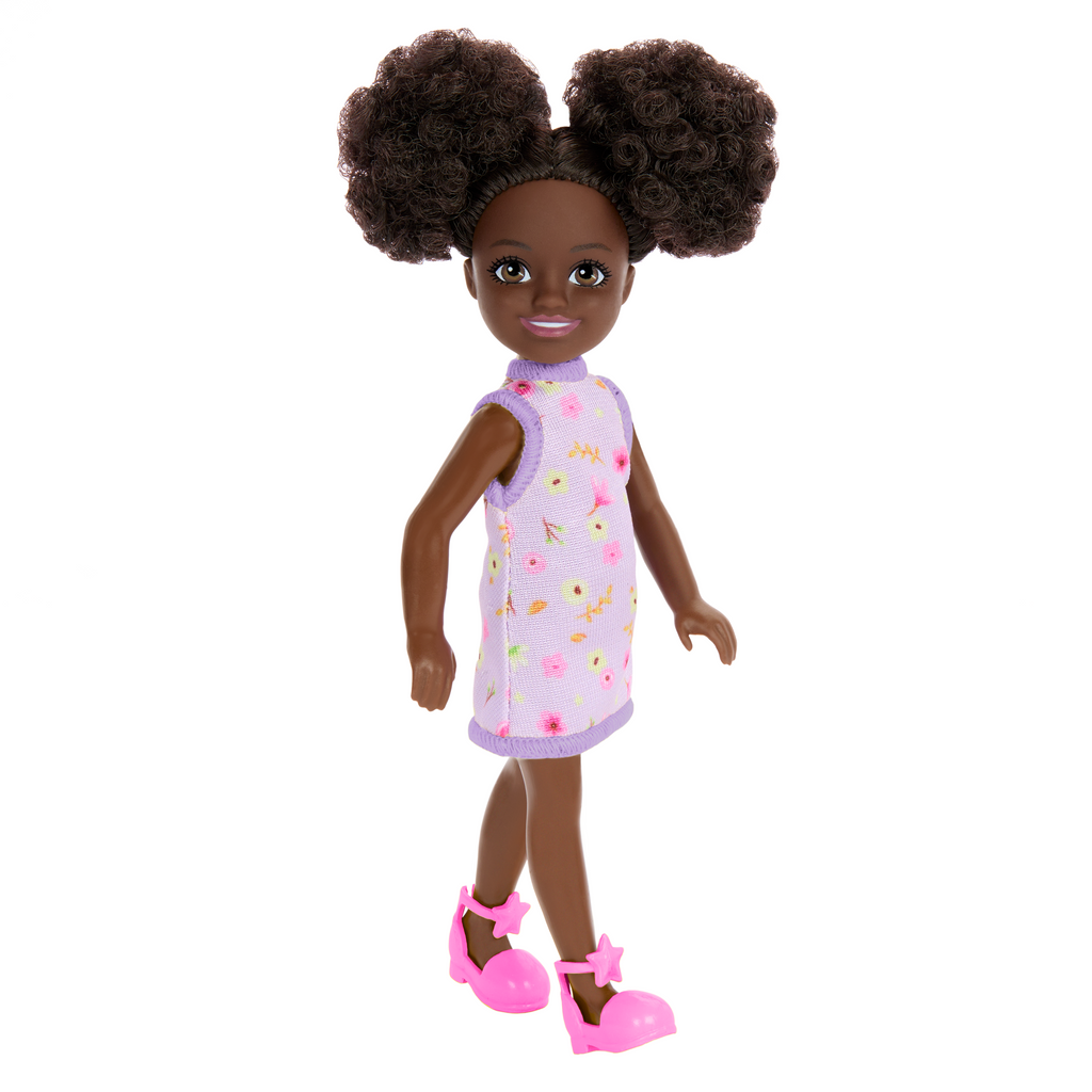 Barbie Chelsea Petite Poupée Robe Florale, Chignons, Yeux Bruns