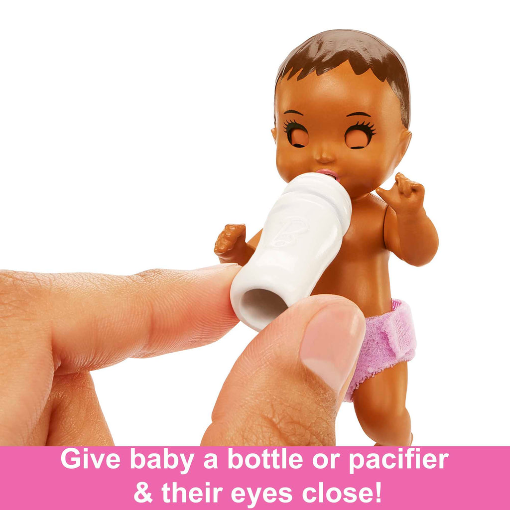 Barbie Skipper Babysitters Playset With Friend Doll, Baby Doll With Sleepy Eyes, Crib And Accessories