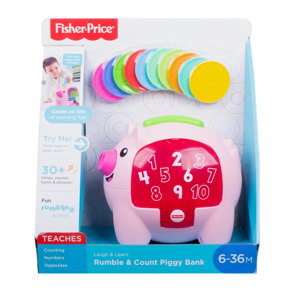 Fisher-Price Laugh & Learn Count & Rumble Piggy Bank Baby & Toddler Toy With Music & Motion