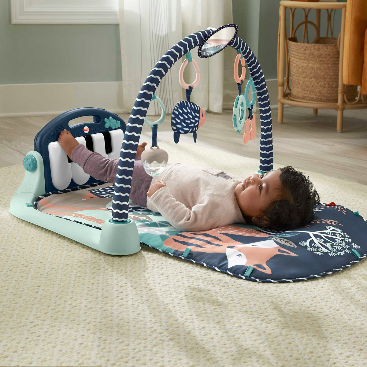 Fisher-Price Tapis D’Activités Pour Bébé, Piano, Jouets, Faon Marine