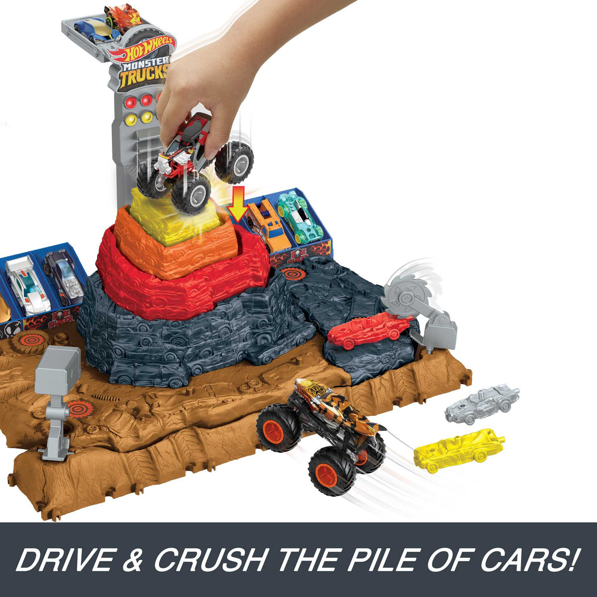 Hot Wheels Monster Trucks Arena Smashers Bone Shaker Ultimate Crush Yard With 1 Vehicle