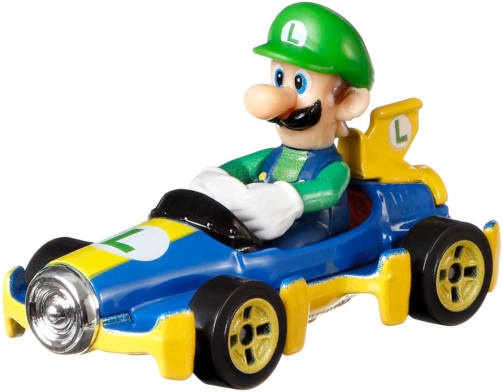 Hot Wheels Mario Kart Vehículo de Juguete Luigi Mach 8