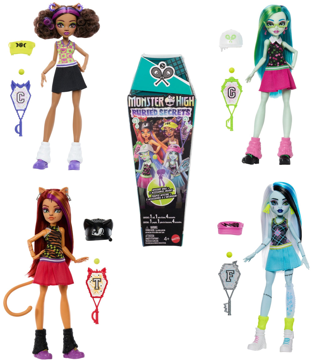 Monster High Buried Secrets Surprise Dolls With Courtside Fang-Out Theme (Characters May Vary)