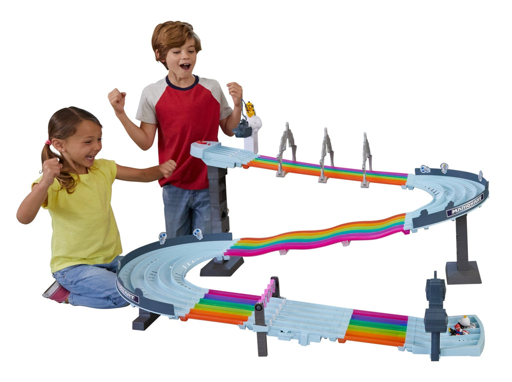 Hot Wheels Mario Kart Rainbow Road Raceway Set With 2 1:64 Scale Vehicles