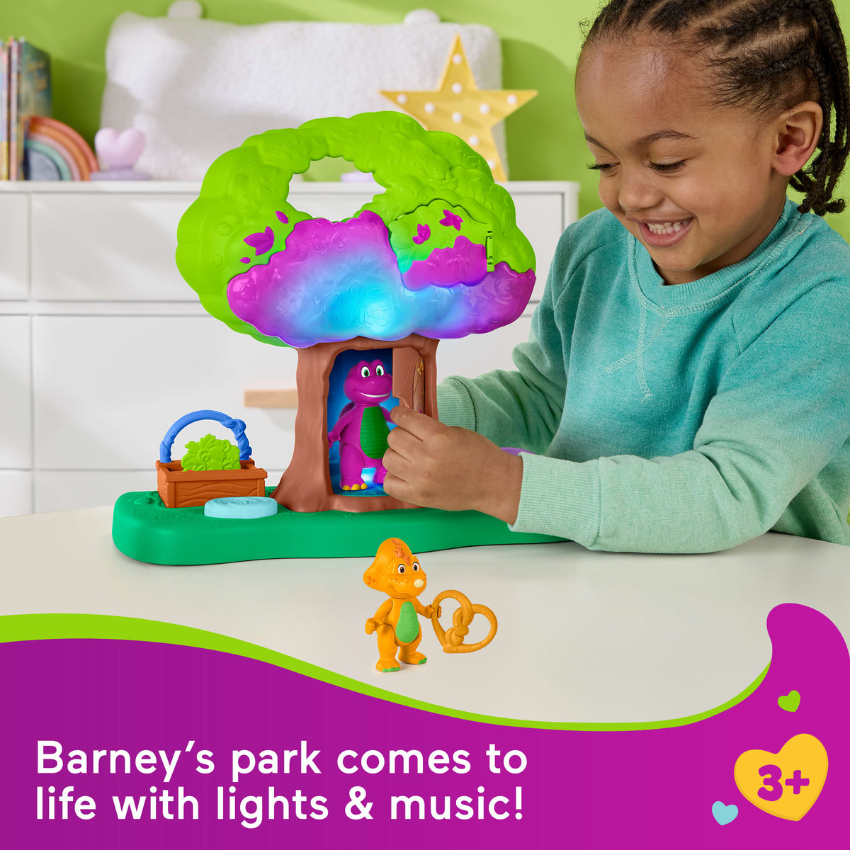 Fisher-Price Barney's World Lights & Sounds Treehouse Playset With Figures For Preschool Kids, Multilanguage Version