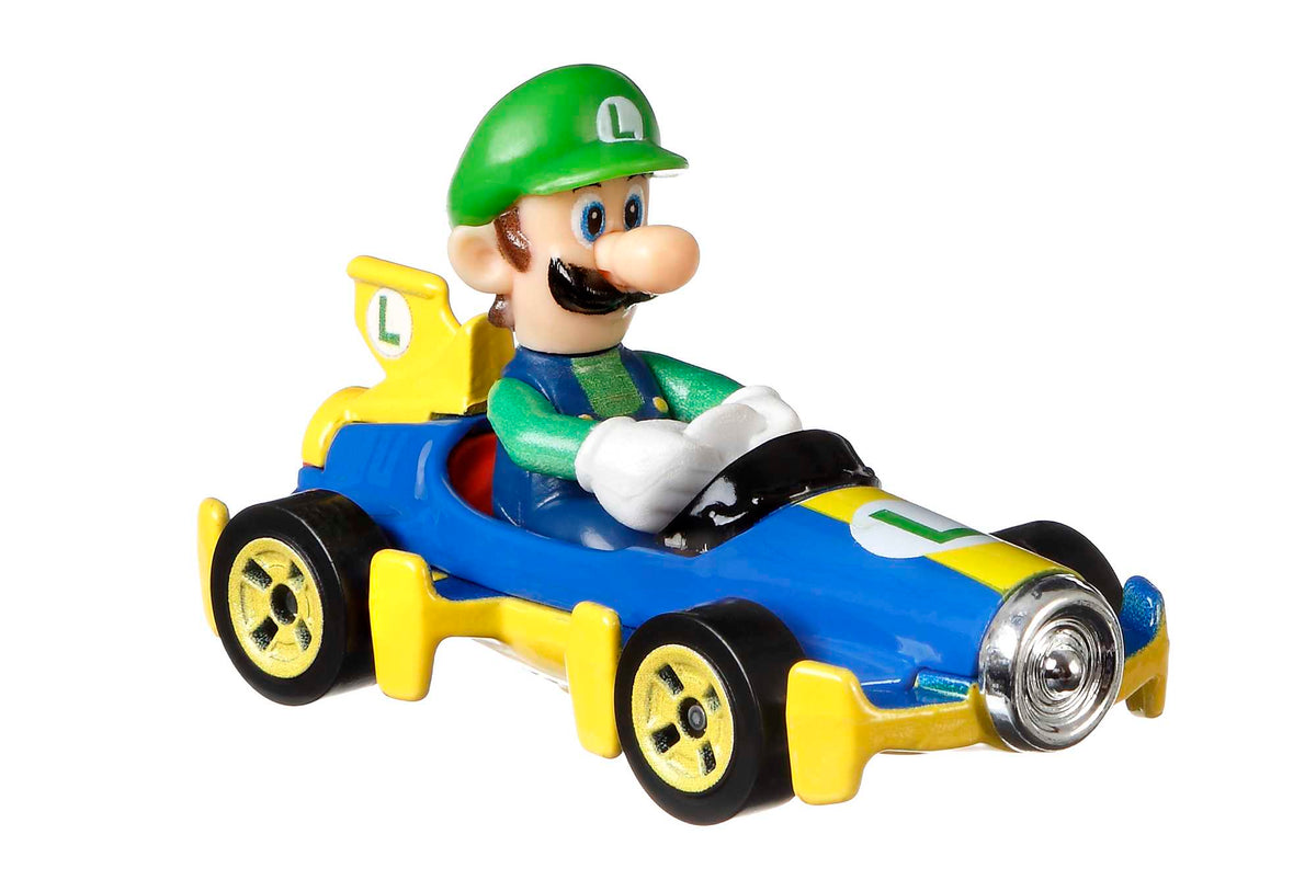 Hot Wheels Mario Kart Vehículo de Juguete Luigi Mach 8