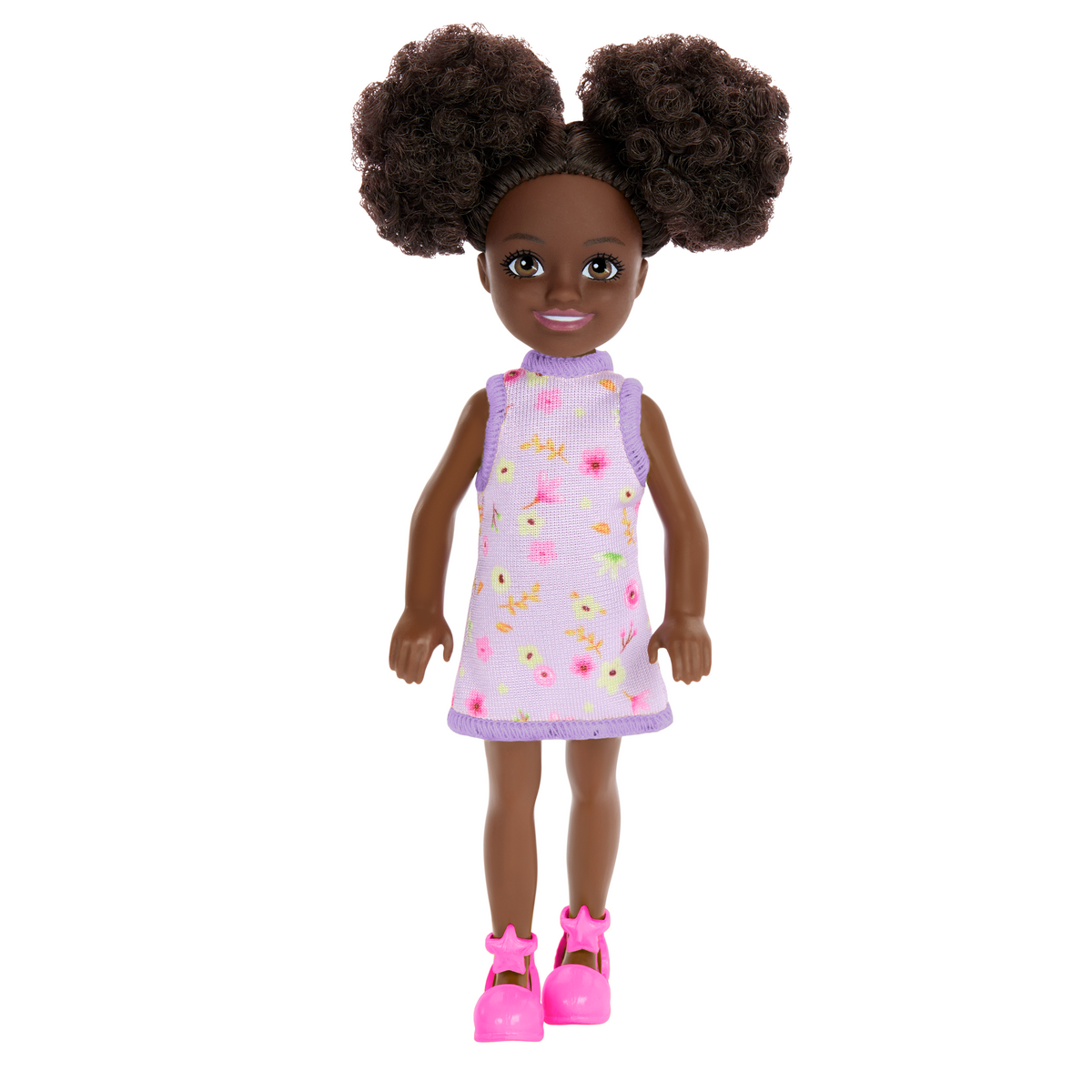 Barbie Chelsea Petite Poupée Robe Florale, Chignons, Yeux Bruns