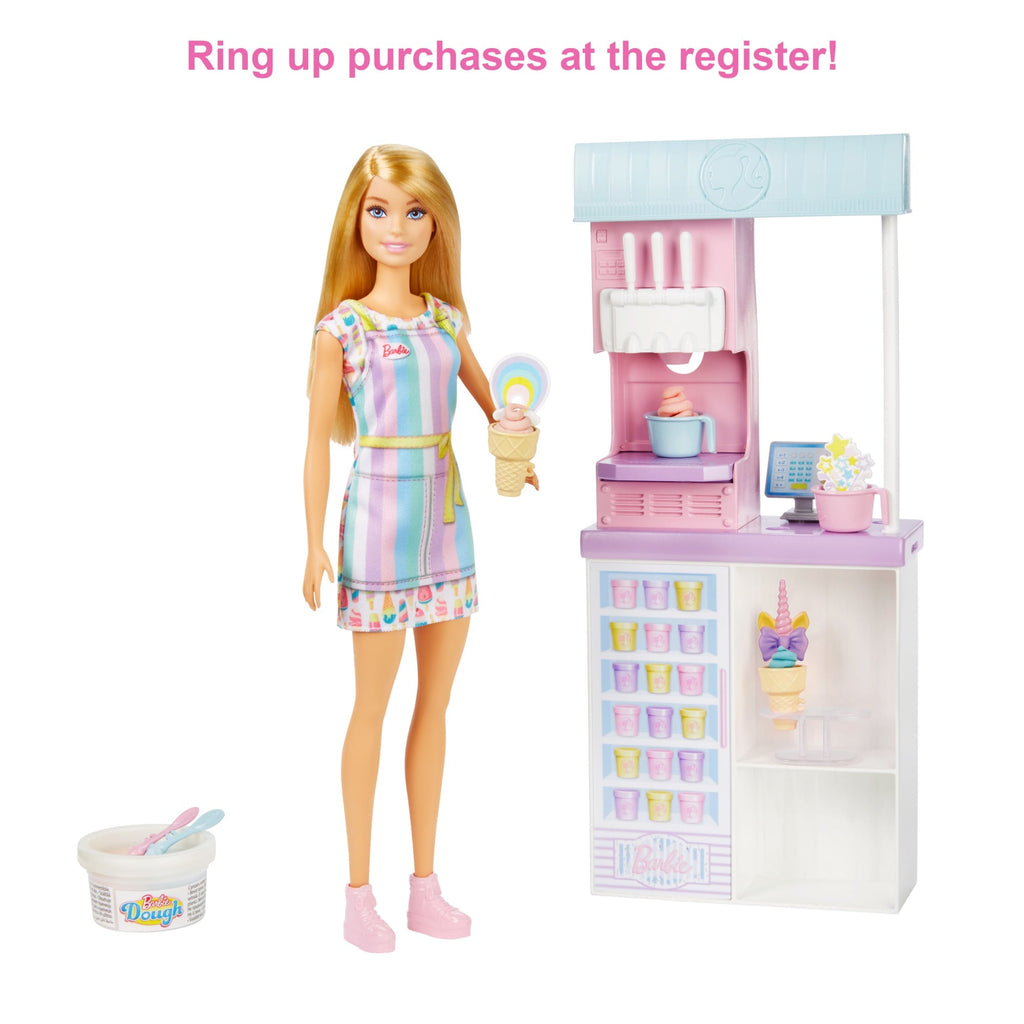 Barbie Ice Cream Shop Playset With 12 in Blonde Doll, Ice Cream Shop, Ice Cream Making Feature & Realistic Play Pieces