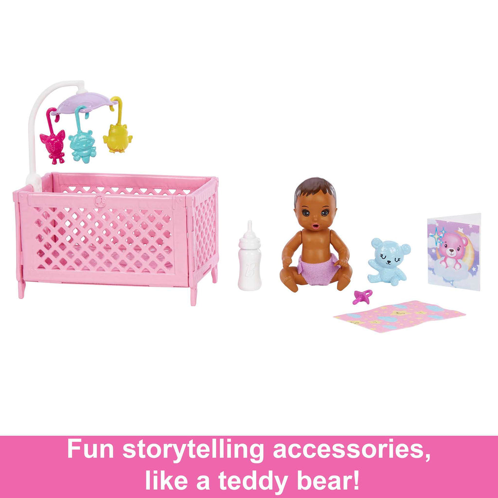 Barbie Skipper Babysitters Playset With Friend Doll, Baby Doll With Sleepy Eyes, Crib And Accessories