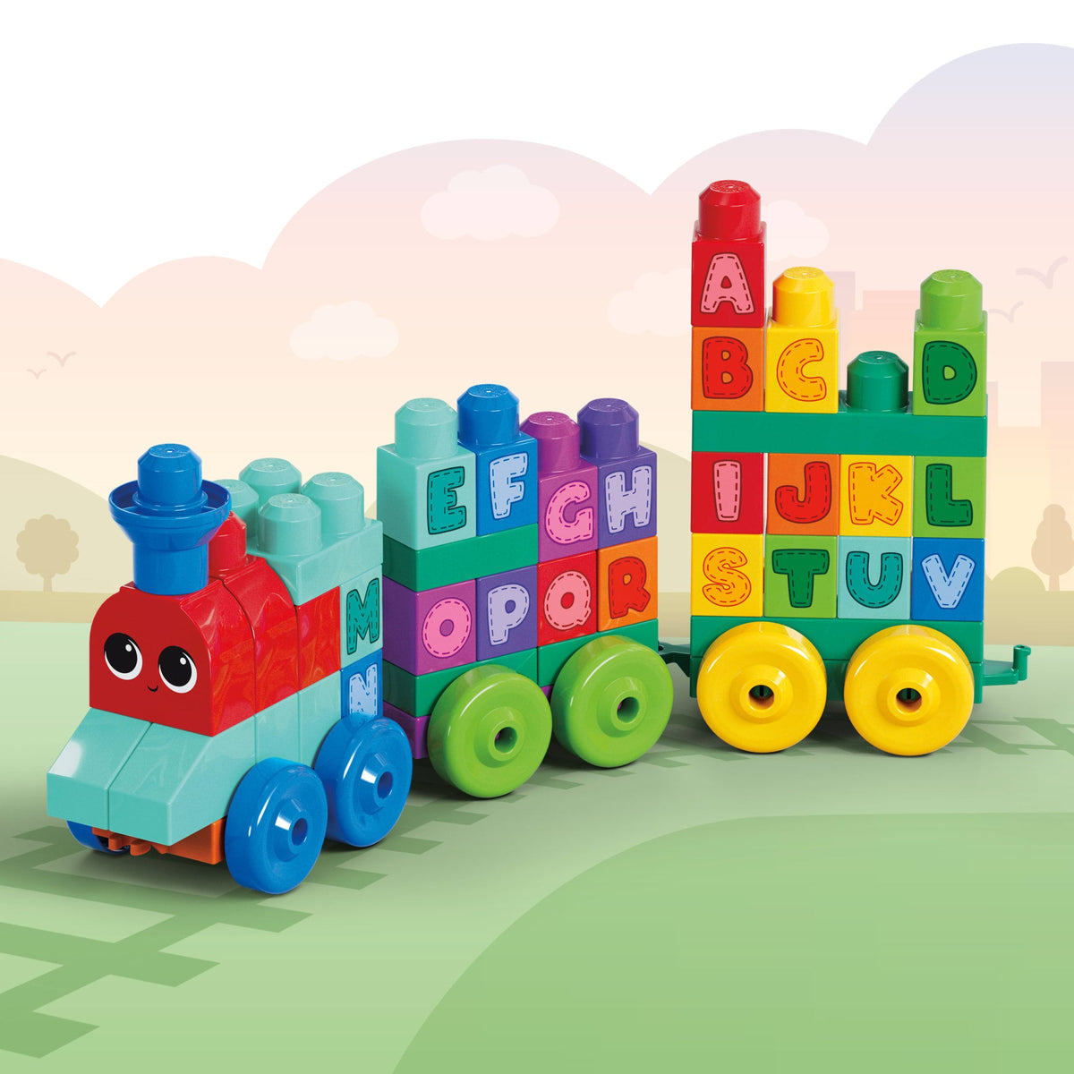MEGA Bloks ABC Learning Train Fisher Price Building Toy Blocks (60 Pieces) For Toddler