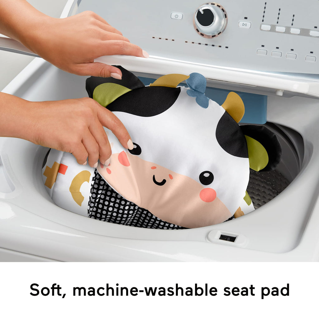 Fisher-Price Sit-Me-Up Floor Seat, Portable Baby Chair & 2 Developmental Newborn Toys, Cute Cow