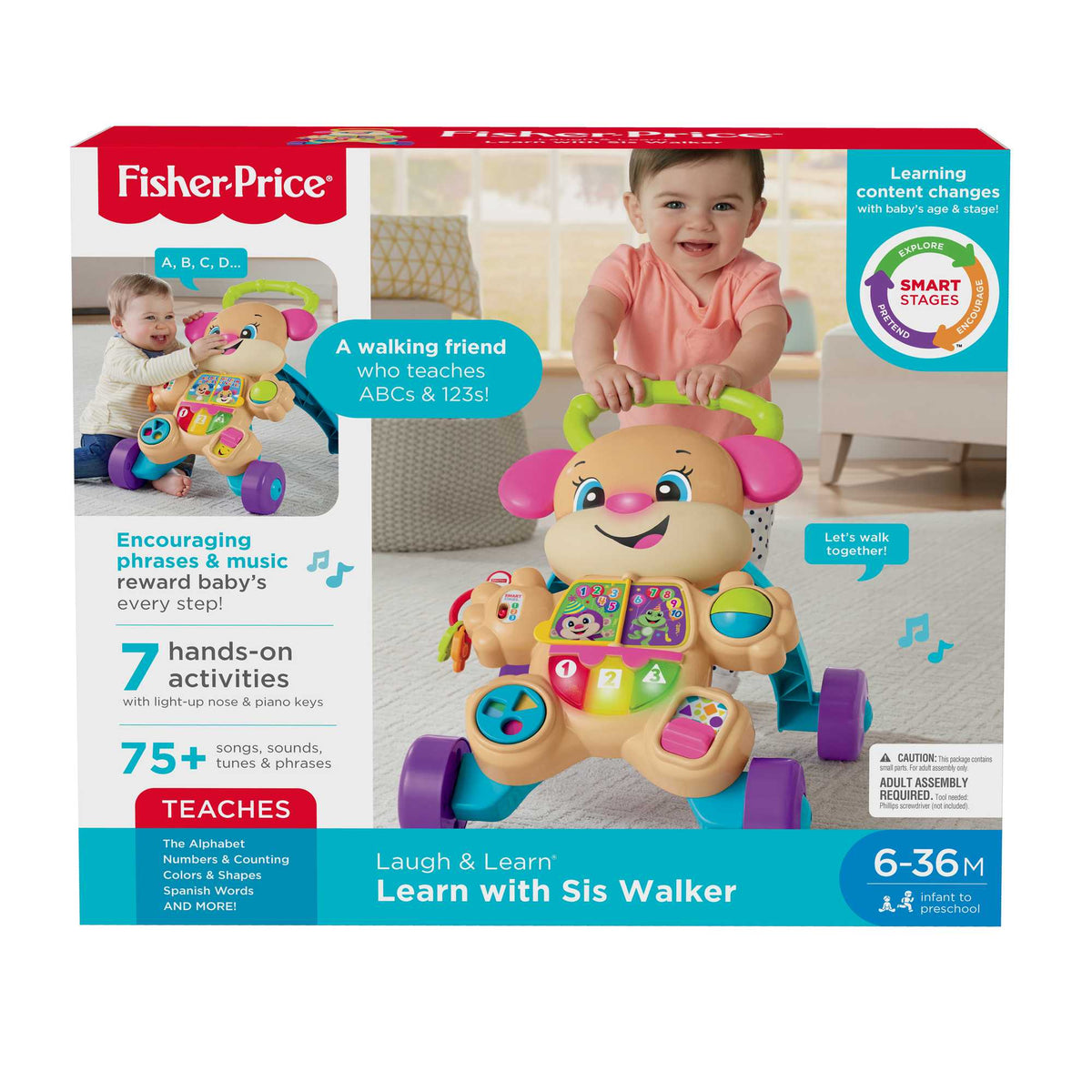 Fisher-Price Laugh & Learn Smart Stages Learn With Sis Walker Baby & Toddler Educational Toy