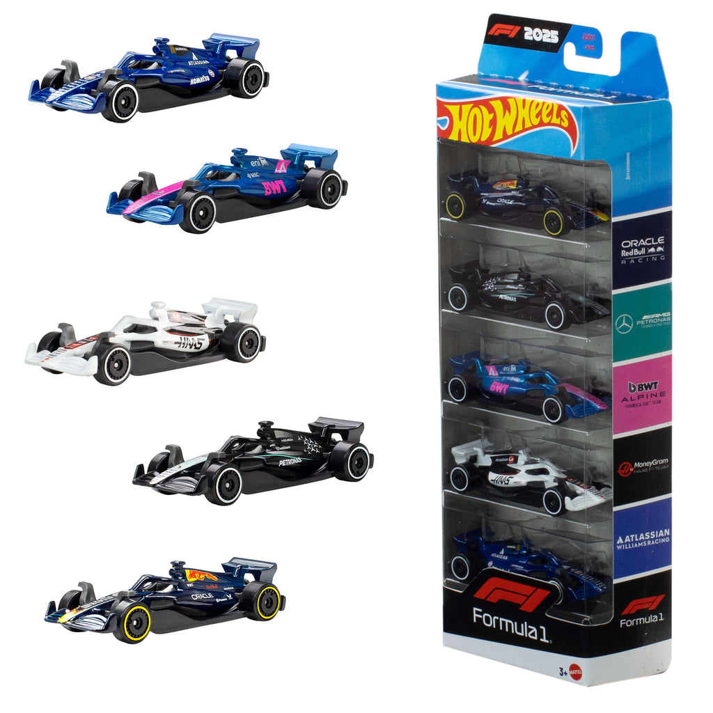 Hot Wheels Diecast Vehículo de Juguete Paquete de 5 autos F1