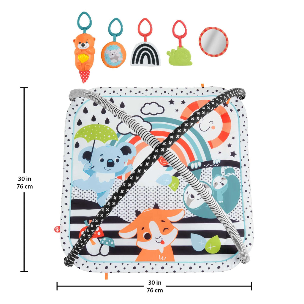 Fisher-Price 3-in-1 Music Glow & Grow Gym, Baby Playmat With Lights & Newborn Sensory Toys